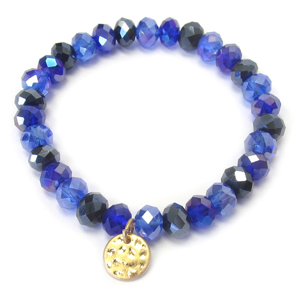 BLUE STONE STRETCH CHARM BRACELET